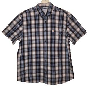 Carhartt Mens Plaid Short Sleeve Button Down Shirt Relaxed Fit 2XL Workwear